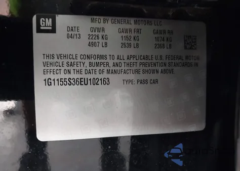 2014 Chevrolet Impala 2Lz z USA, uszkodzony, nr VIN 1G1155S36EU102163